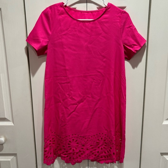 SHEIN Women’s Pink Flowy Floral Cut Out Tee T Shirt Dress - size S - Picture 1 of 6